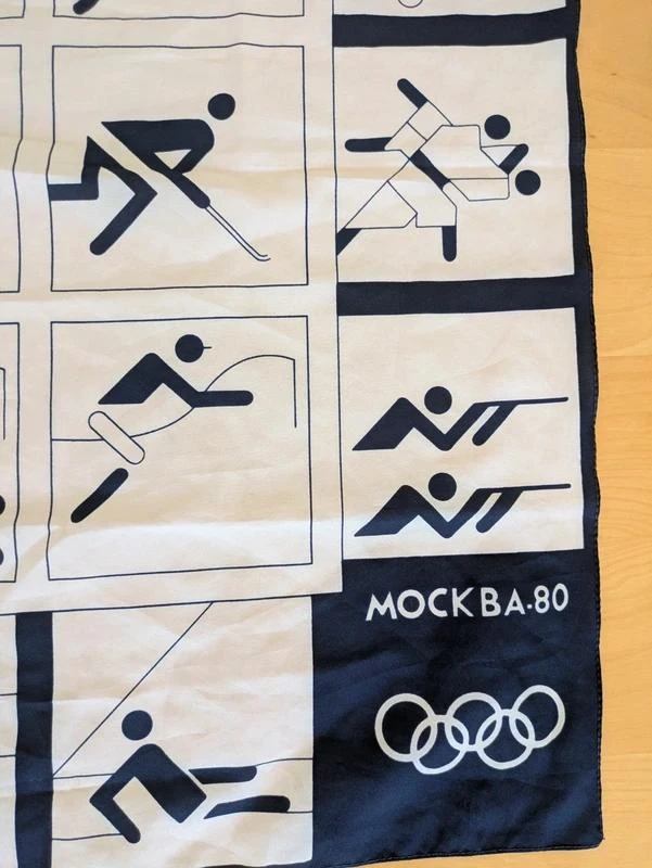 Lenço vintage dos jogos olímpicos de verão de 1980 Mobka 80 fabricação francesa – photo 2